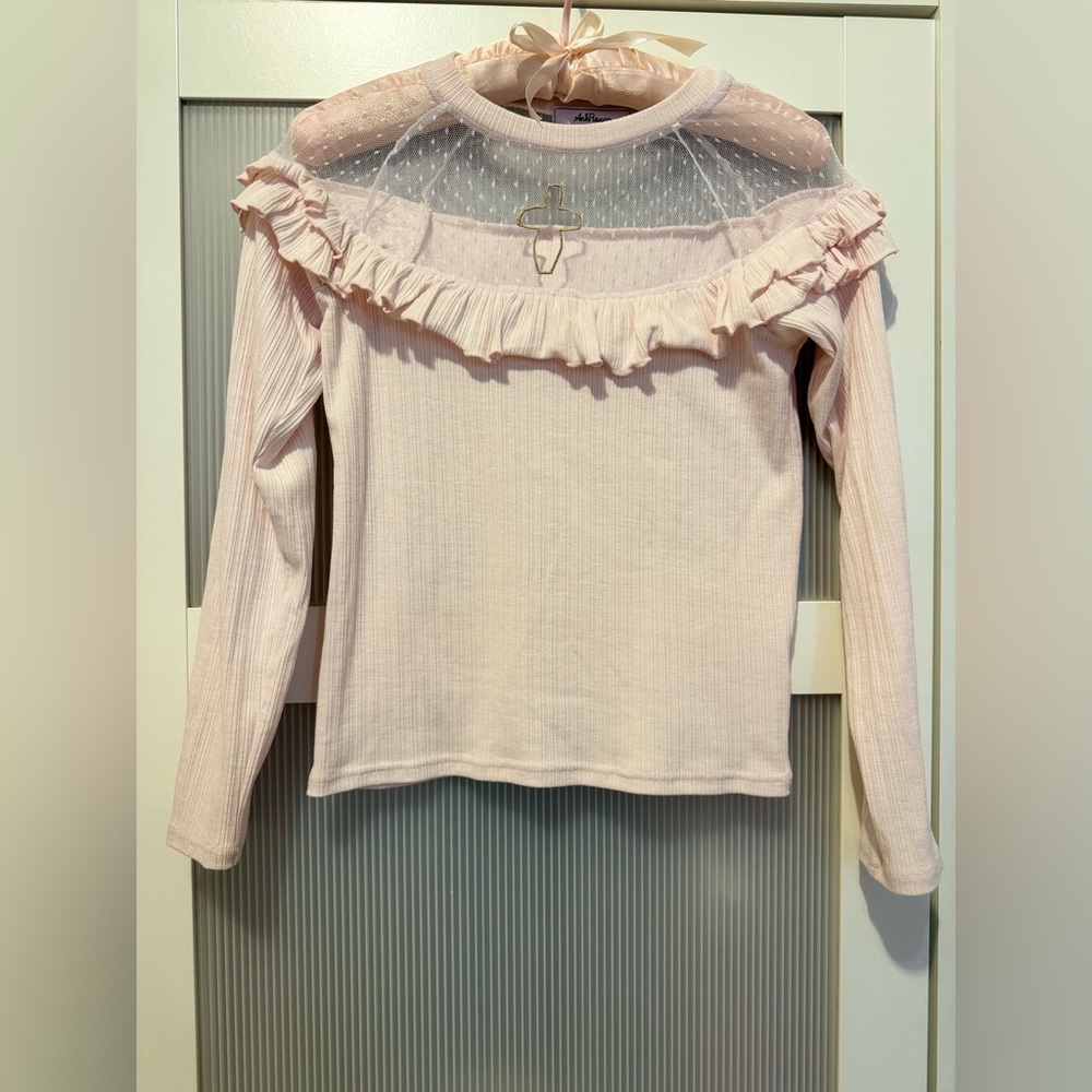 ANK ROUGE PINK CROSS CUT OUT FRILL TOP